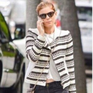 IRO Neutrals Pattern Print Striped Evening Jacket With Leather trim Size S